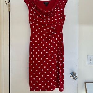 Connected Apparel Red and White Polka Dot Dress